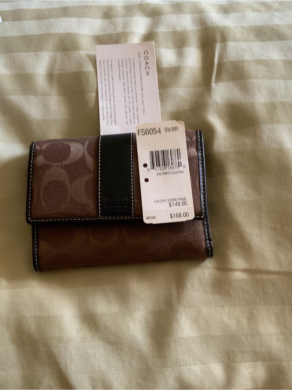 Coach Brown Signature Card Holder with Black Trim